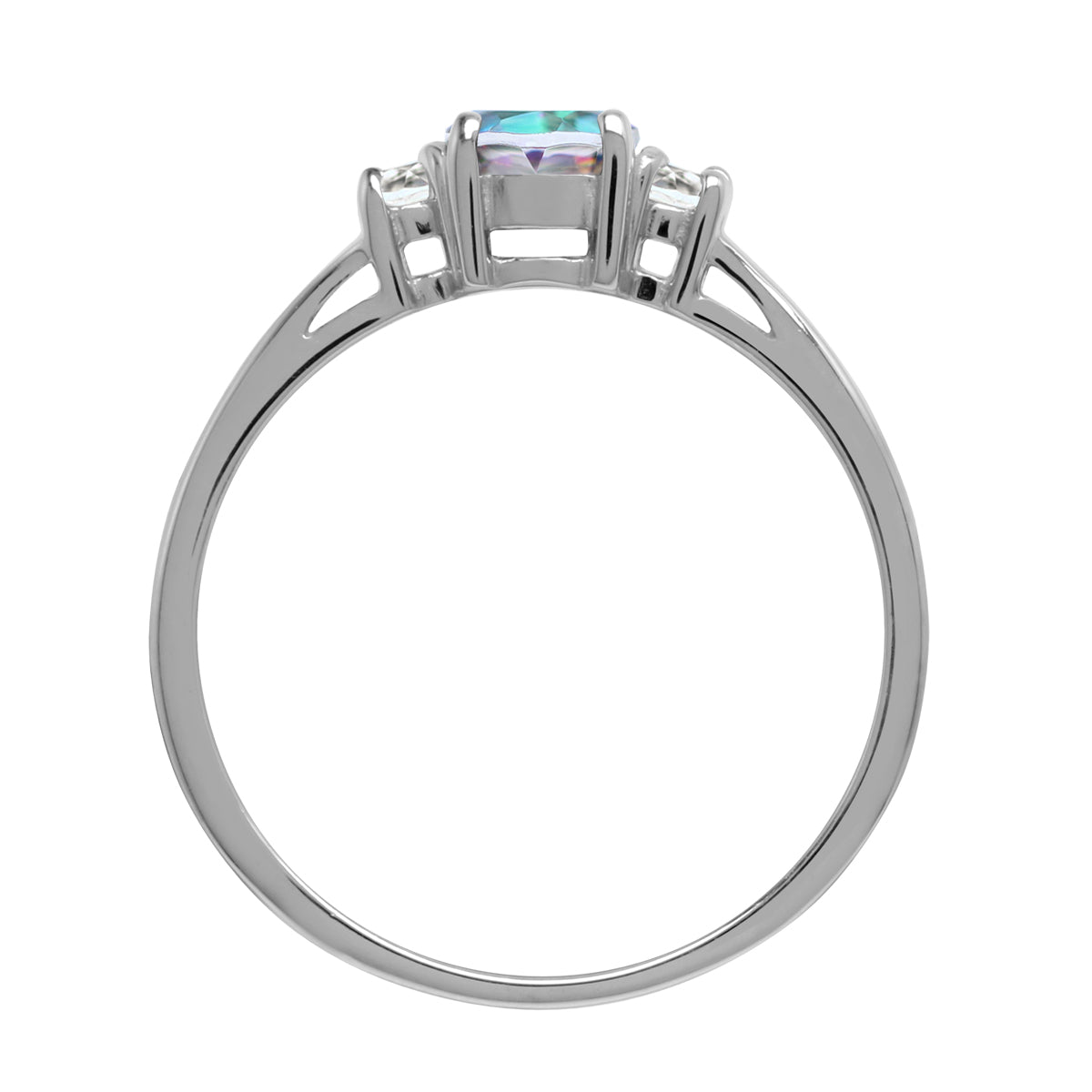 Petite Mystic Fire Topaz White Gold Plated 925 Sterling Silver Promise Ring - Silvershake-store
