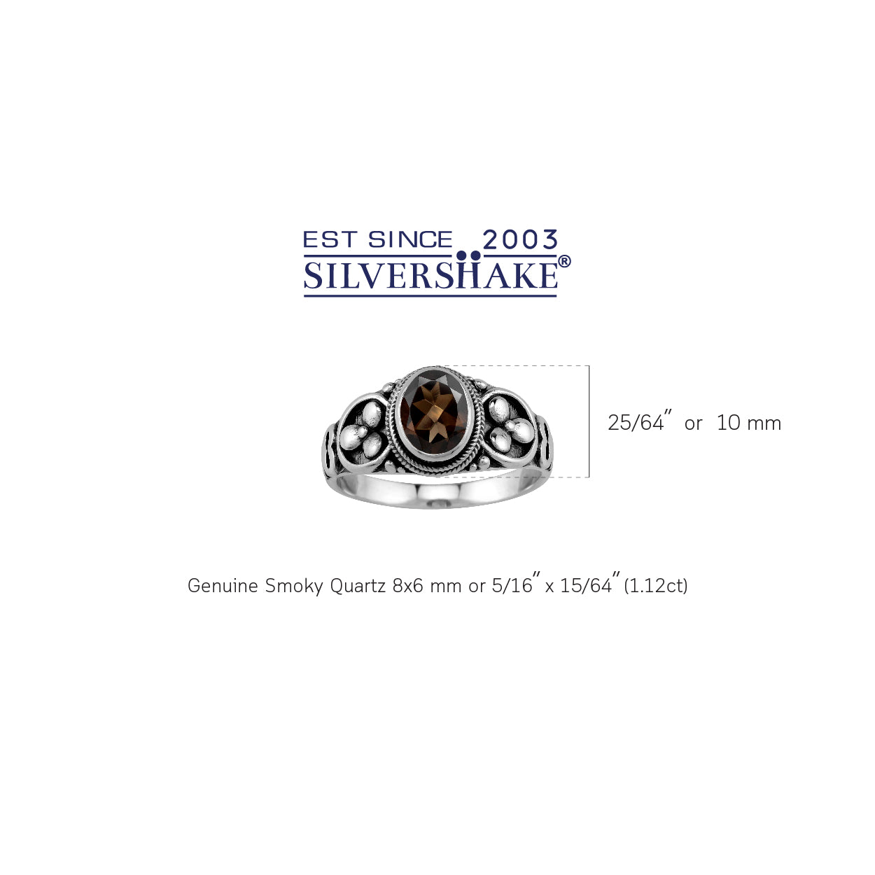 1.12ct. Oval Shape Natural Smoky Quartz 925 Sterling Silver Balinese Style Ring
