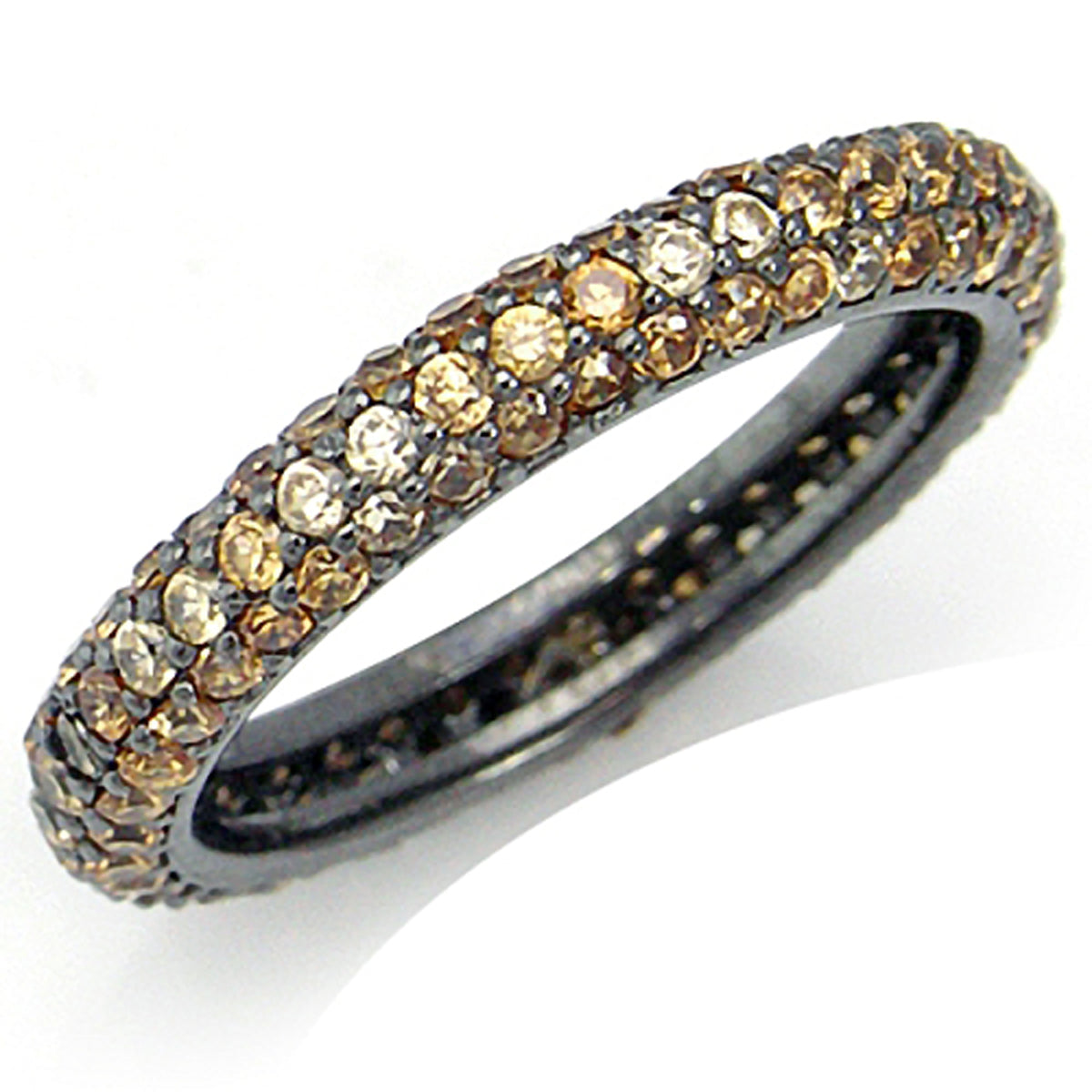 Glamorous Champagne CZ 925 Sterling Silver Eternity Band Stack/Stackable Ring silvershake