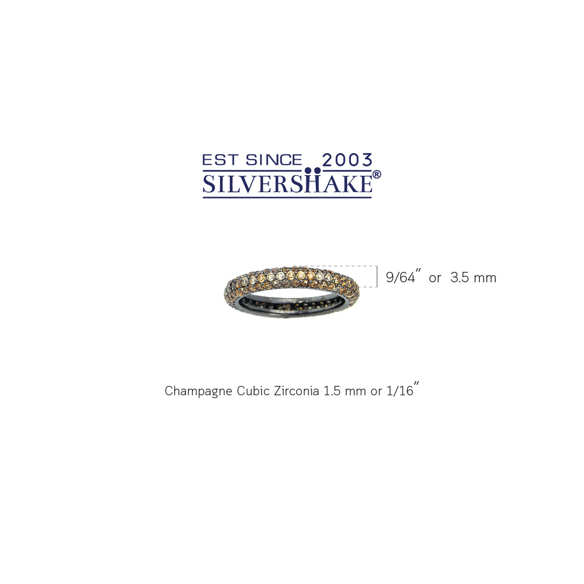 Glamorous Champagne CZ 925 Sterling Silver Eternity Band Stack/Stackable Ring silvershake