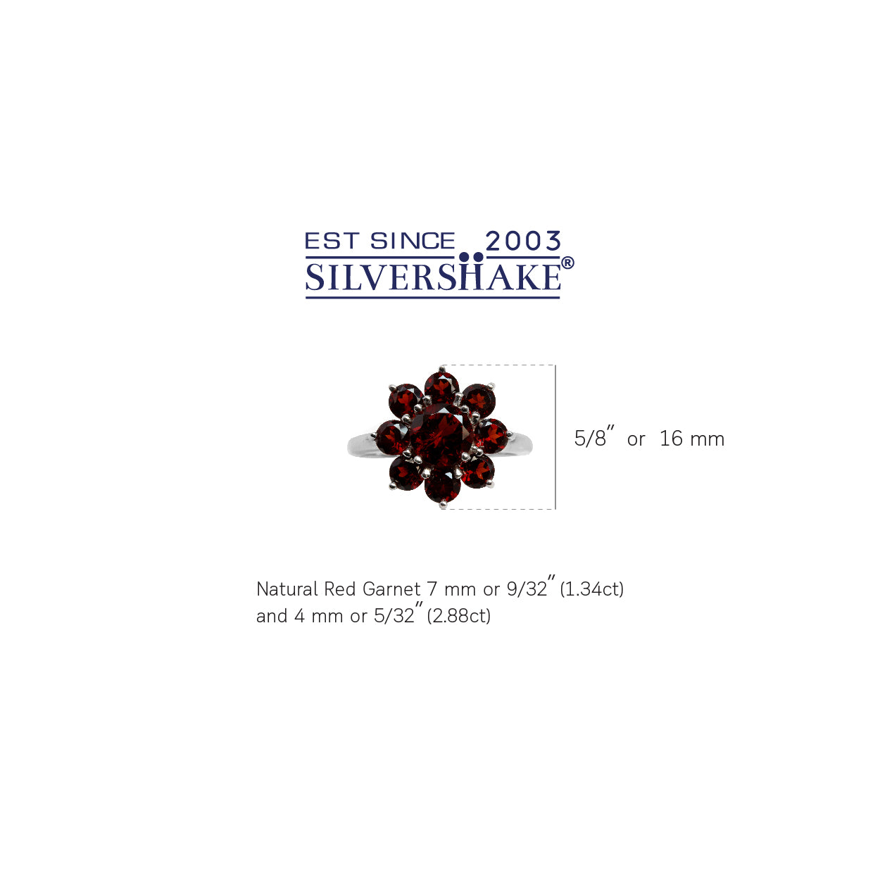 4.22ct. Natural Garnet White Gold Plated 925 Sterling Silver Flower Cluster Ring - Silvershake-store