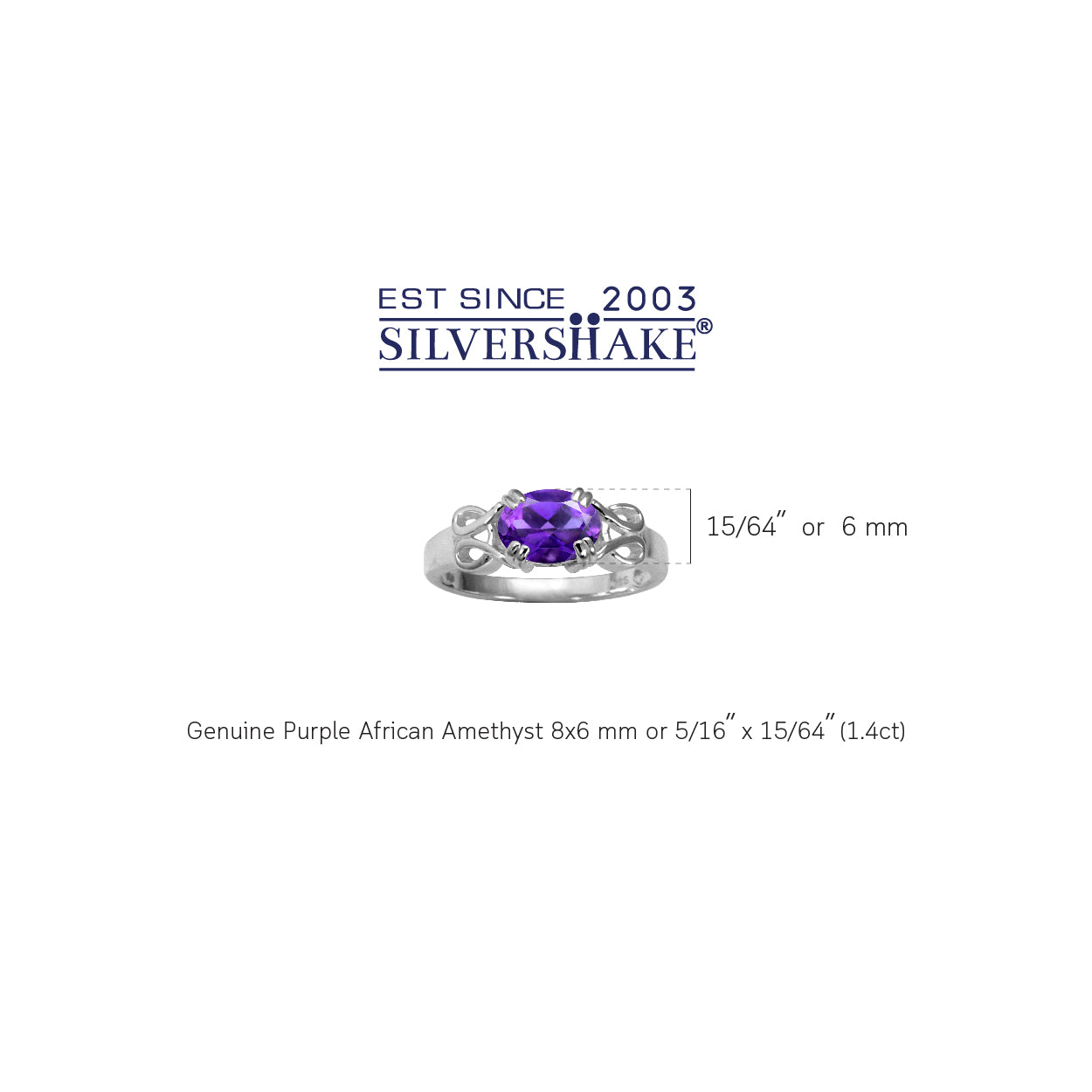 1.4 CTW 8X6mm Genuine Oval Shape African Purple Amethyst 925 Sterling Silver Victorian Inspired Solitaire Ring - Silvershake-store