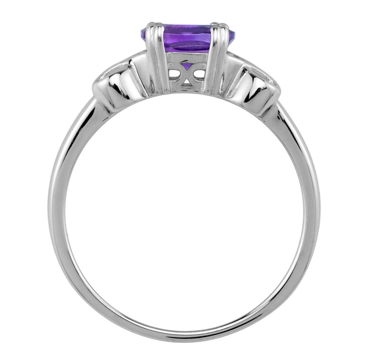 1.4 CTW 8X6mm Genuine Oval Shape African Purple Amethyst 925 Sterling Silver Victorian Inspired Solitaire Ring - Silvershake-store