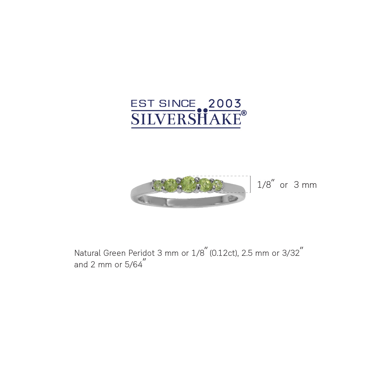 5 Stone Extra Petite Natural Peridot White Gold Plated 925 Sterling Silver Ring - Silvershake-store