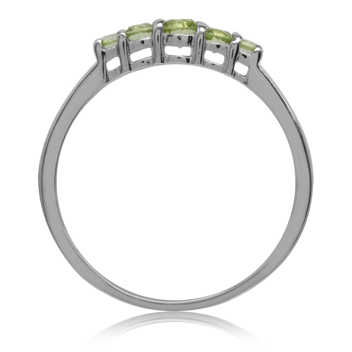 5 Stone Extra Petite Natural Peridot White Gold Plated 925 Sterling Silver Ring - Silvershake-store