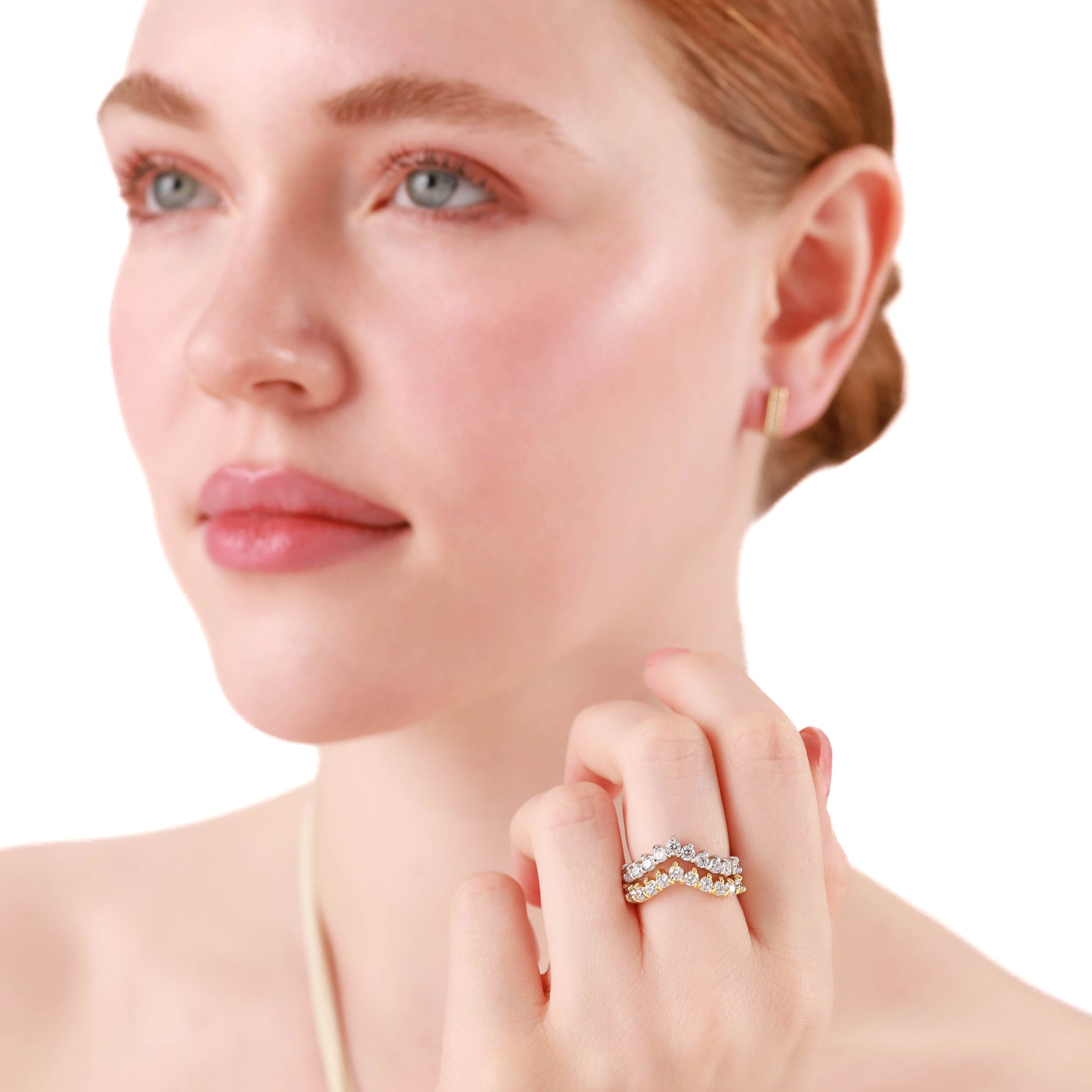 Natural Amethyst 925 Sterling Silver V Shape Stack Stackable Ring - Silvershake-store