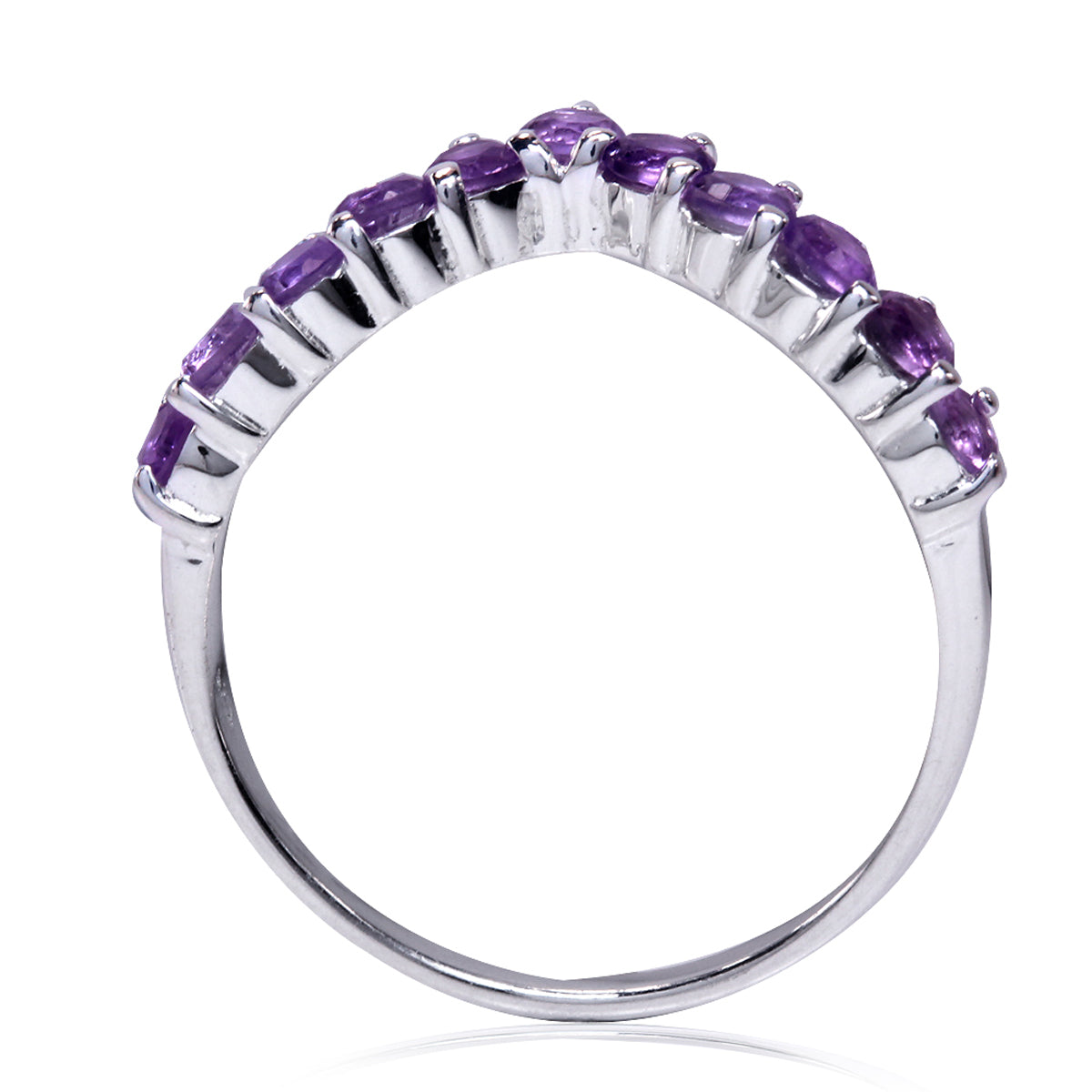 Natural Amethyst 925 Sterling Silver V Shape Stack Stackable Ring - Silvershake-store