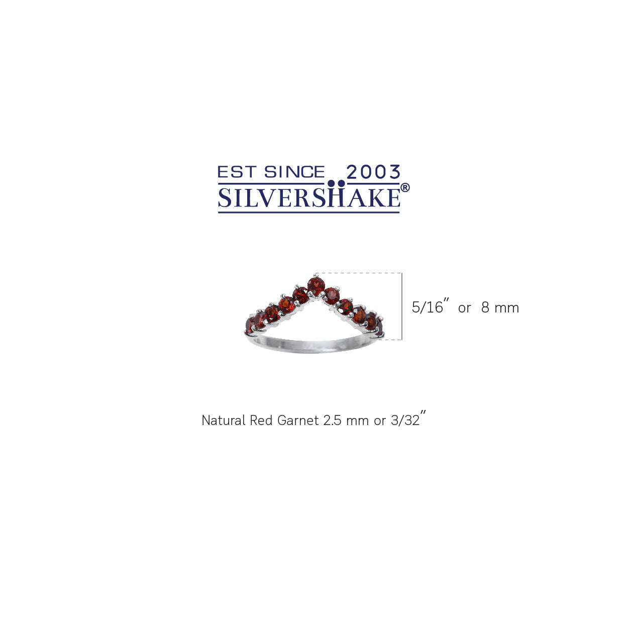 1ct. Natural Red Garnet White Gold Plated 925 Sterling Silver V Shape Stackable Ring January Gemstone Birthstone - Silvershake-store