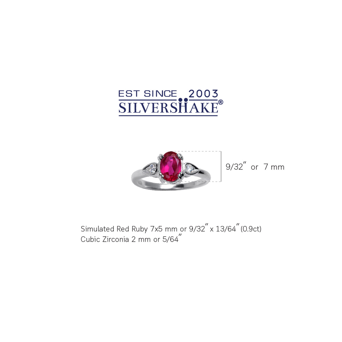 Simulated Ruby & White CZ 925 Sterling Silver Engagement Ring silvershake