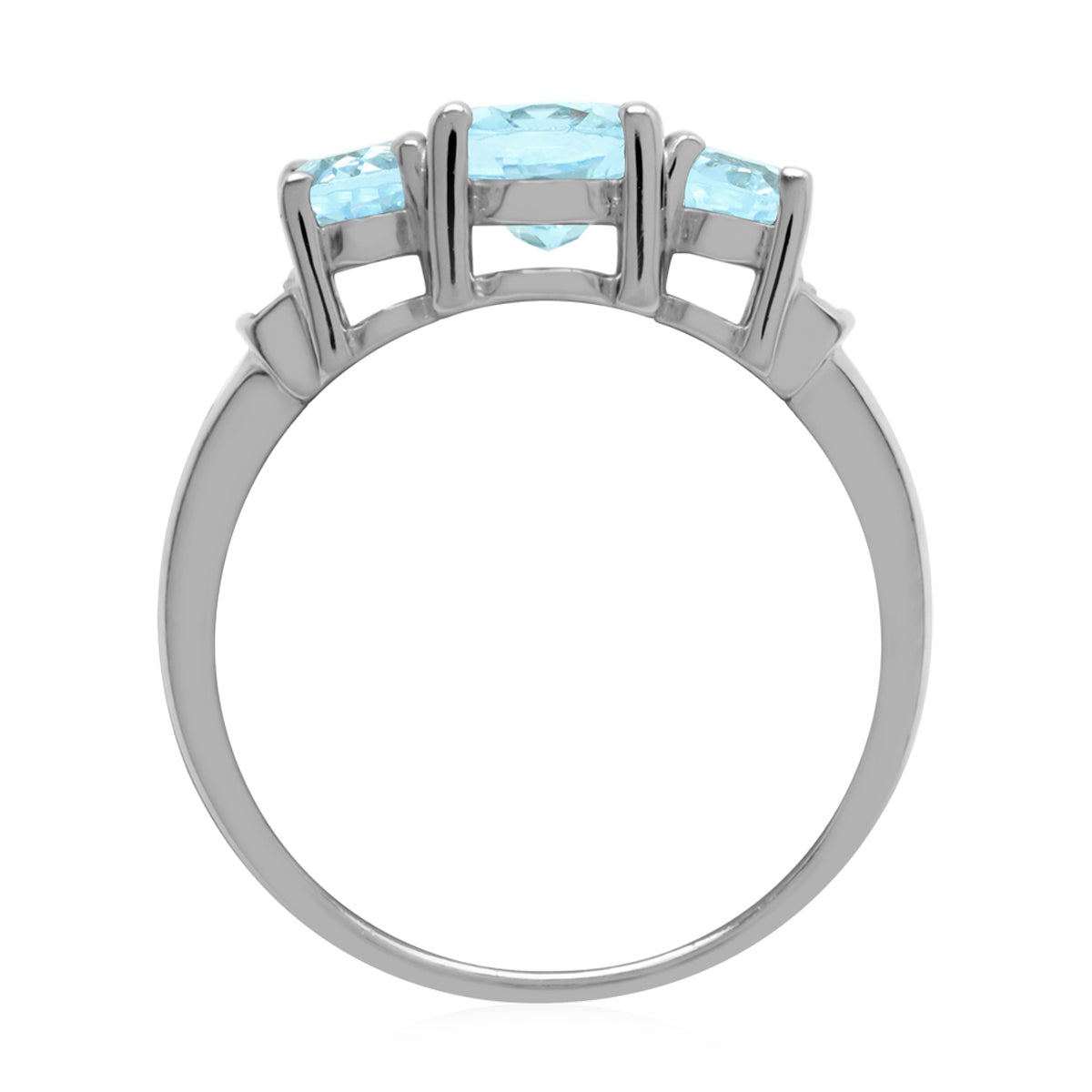 2.72 CTW 3 Stone Genuine Oval Shape Blue Topaz White Gold Plated 925 Sterling Silver Ring December Gemstone Birthstone - Silvershake-store