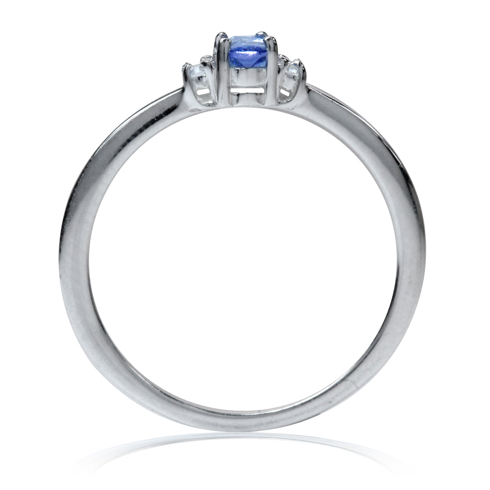 Ultra Petite Genuine Violet Tanzanite and White Topaz 925 Sterling Silver Promise Ring December Gemstone Birthstone Jewelry for Women - Silvershake-store