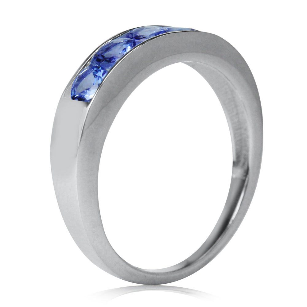Genuine Tanzanite White Gold Plated 925 Sterling Silver Journey Stack Stackable Ring - Silvershake-store