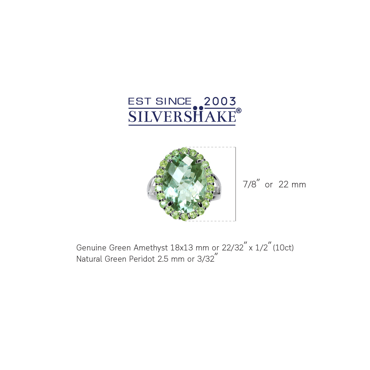 Silvershake Huge 10ct. 18X13mm Natural Green Amethyst and Peridot 925 Sterling Silver Cocktail Ring - Silvershake-store