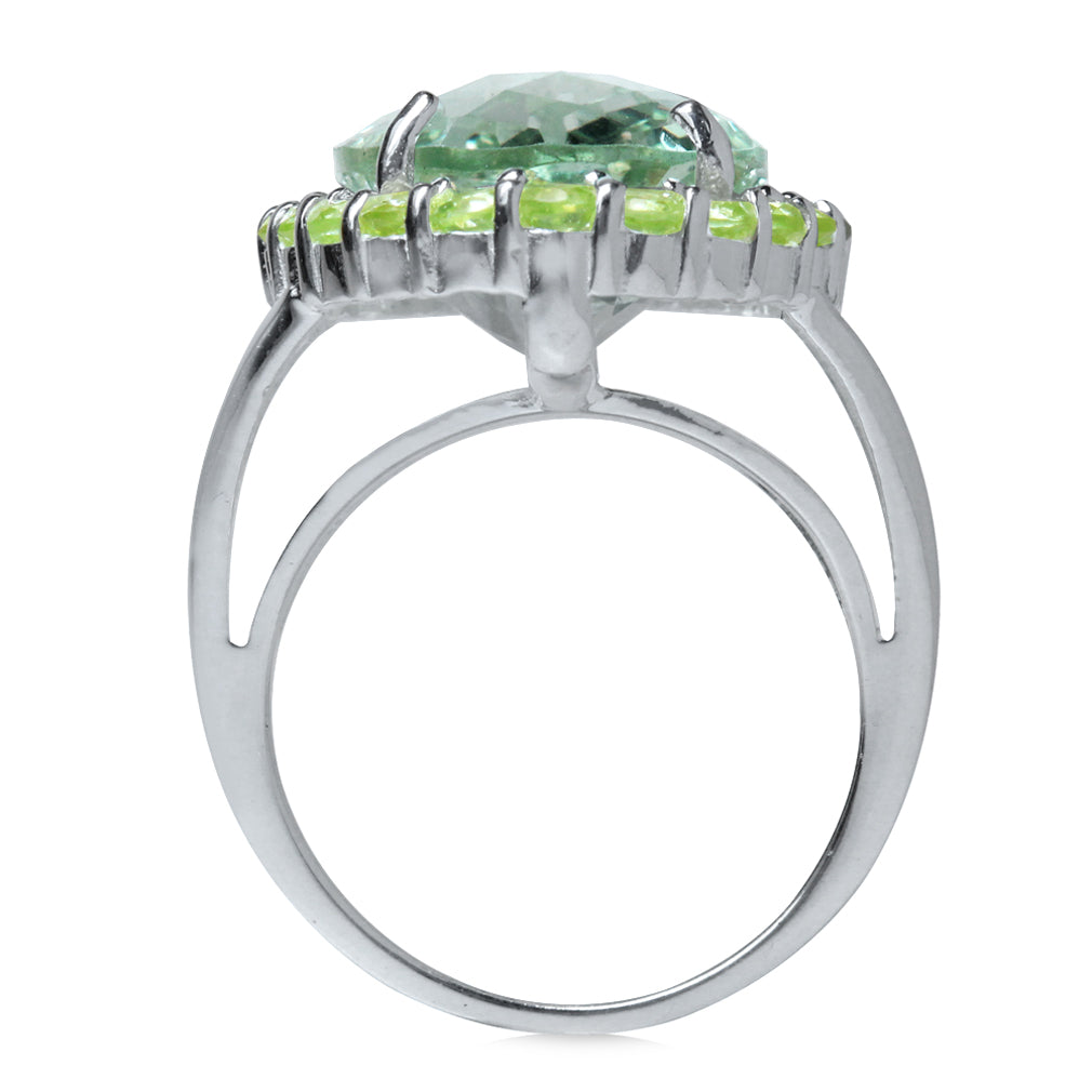 Silvershake Huge 10ct. 18X13mm Natural Green Amethyst and Peridot 925 Sterling Silver Cocktail Ring - Silvershake-store