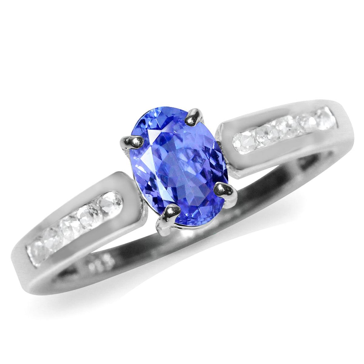 Genuine Tanzanite & White Topaz 925 Sterling Silver Engagement/Clearance Ring silvershake