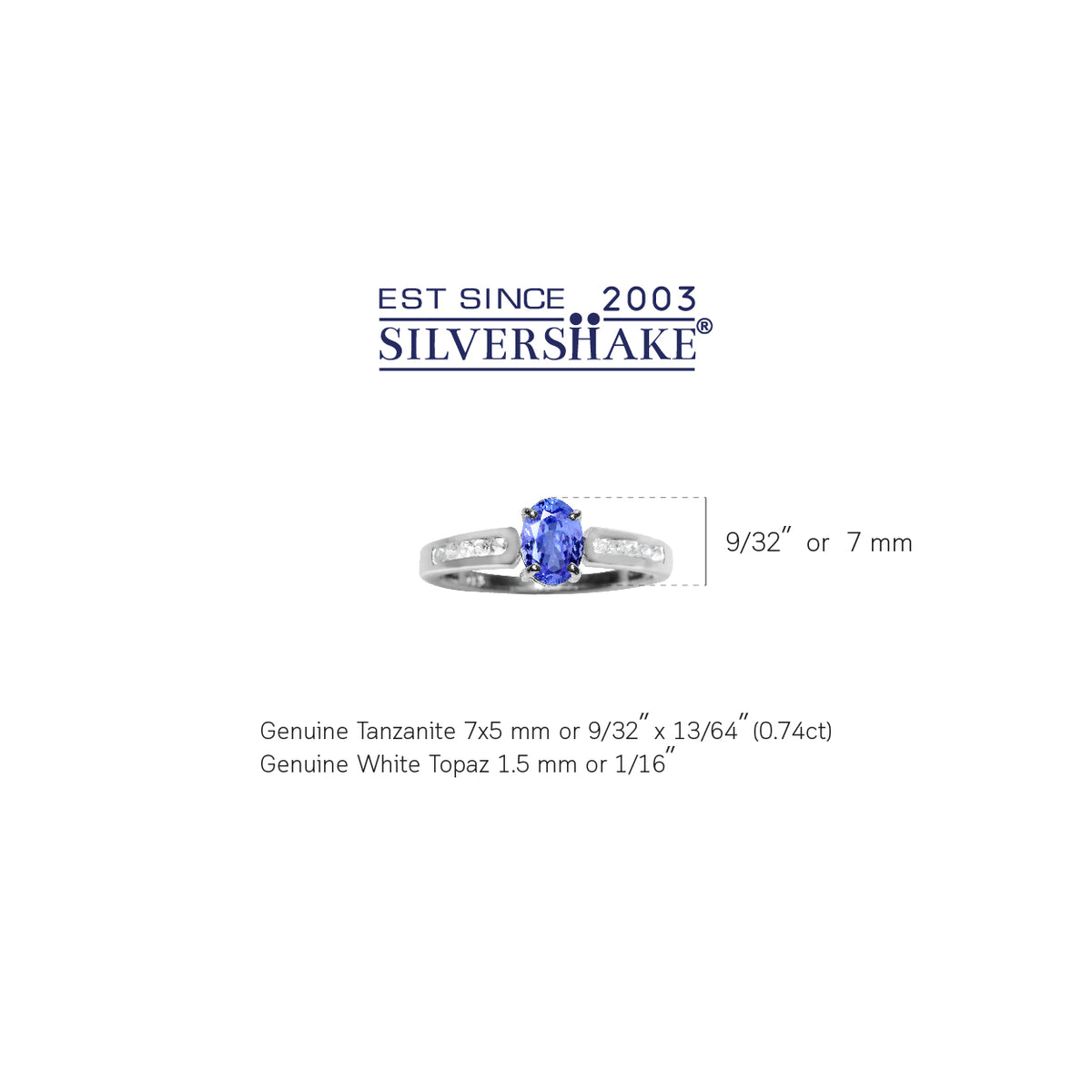 Genuine Tanzanite & White Topaz 925 Sterling Silver Engagement/Clearance Ring silvershake