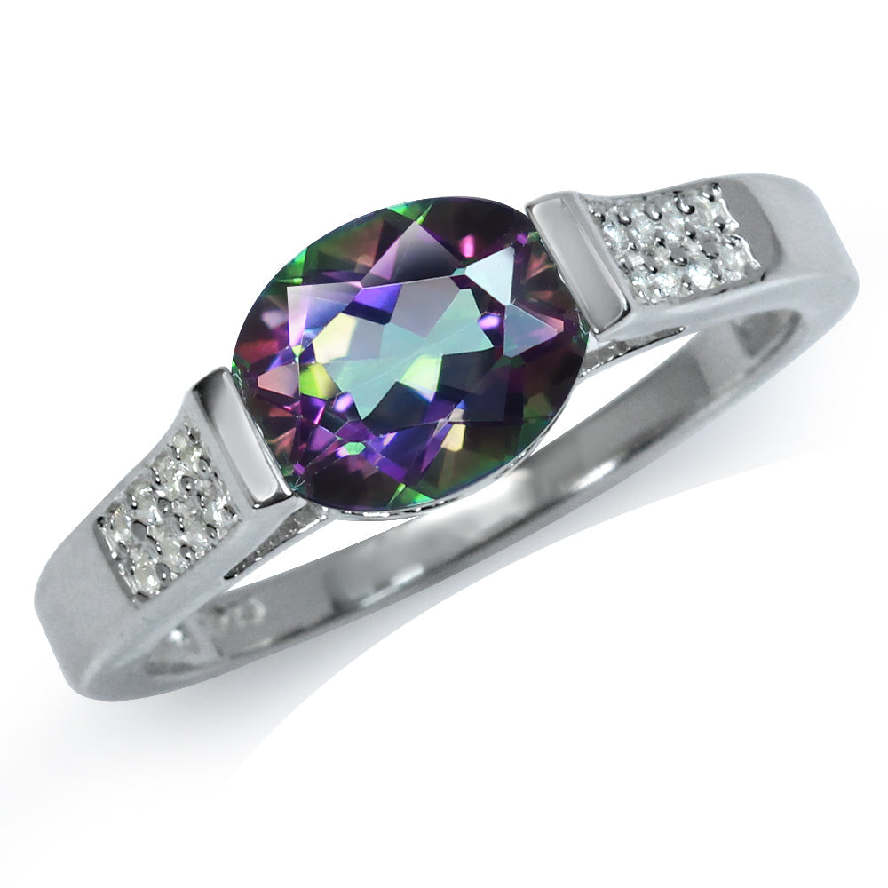 Silvershake 2.12ct. Mystic and White Topaz Gold Plated 925 Sterling Silver Ring - Silvershake-store