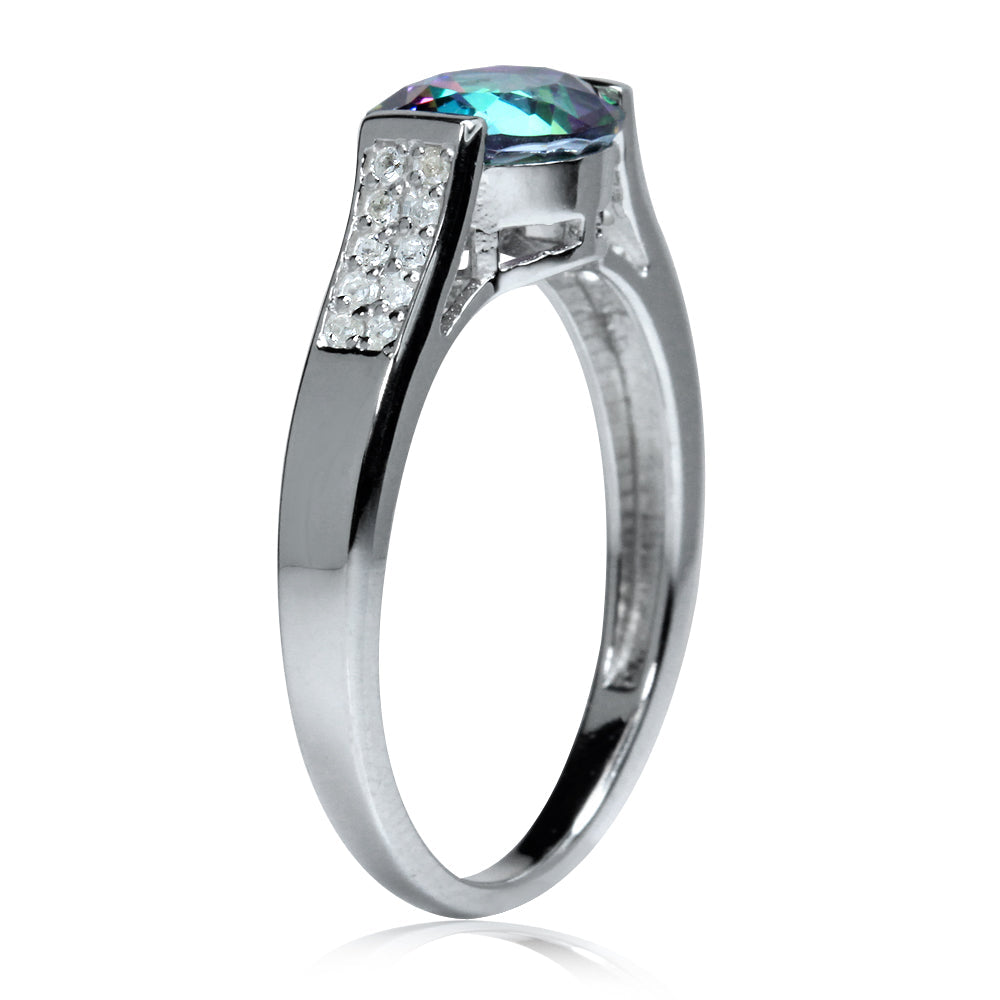 Silvershake 2.12ct. Mystic and White Topaz Gold Plated 925 Sterling Silver Ring - Silvershake-store