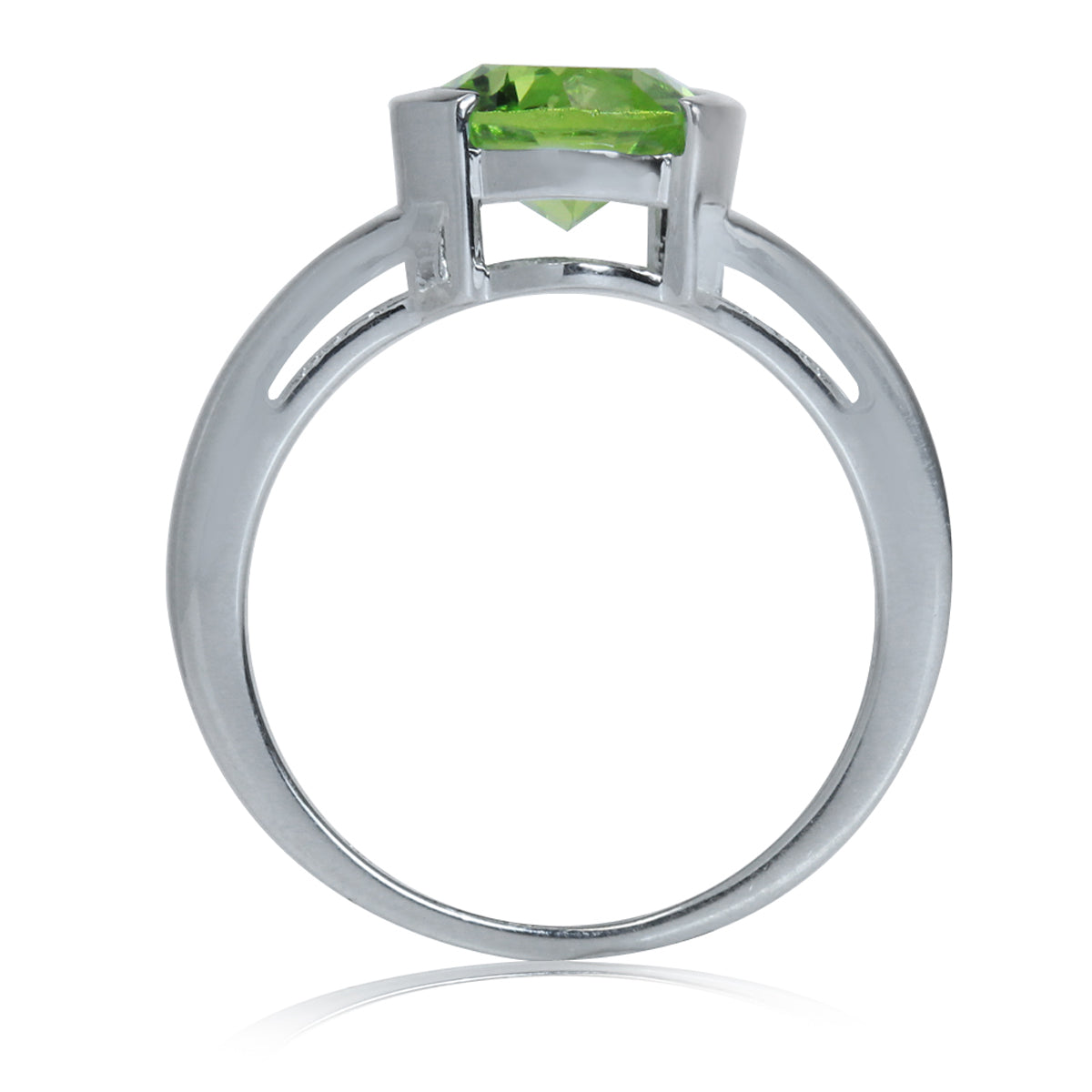 2.46ct. 10X8mm Natural Oval Shape Peridot White Gold Plated 925 Sterling Silver Solitaire Ring - Silvershake-store