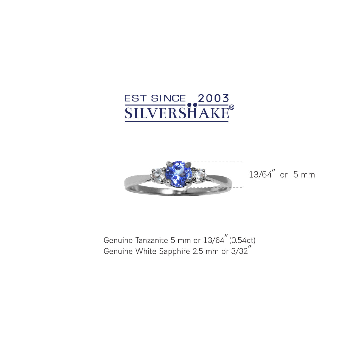 Petite Genuine Tanzanite and White Sapphire 925 Sterling Silver Ring - Silvershake-store