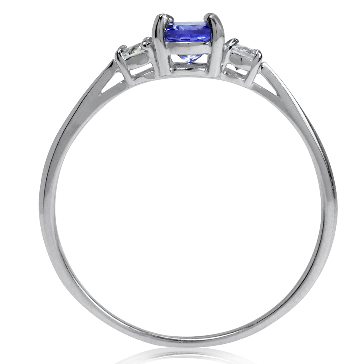Petite Genuine Tanzanite and White Sapphire 925 Sterling Silver Ring - Silvershake-store