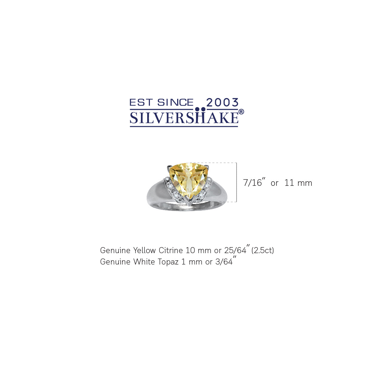 2.5ct. Natural Trillion Shape Citrine and White Topaz 925 Sterling Silver Cocktail Ring - Silvershake-store