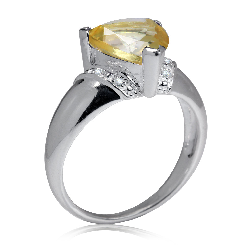 2.5ct. Natural Trillion Shape Citrine and White Topaz 925 Sterling Silver Cocktail Ring - Silvershake-store