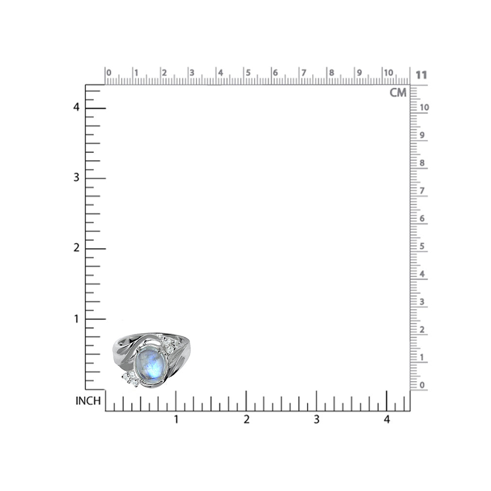 Natural Moonstone and White Topaz 925 Sterling Silver Glamorous Ring - Silvershake-store
