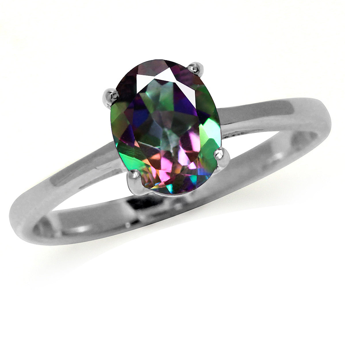 1.57ct. Mystic Fire Topaz 925 Sterling Silver Solitaire Ring