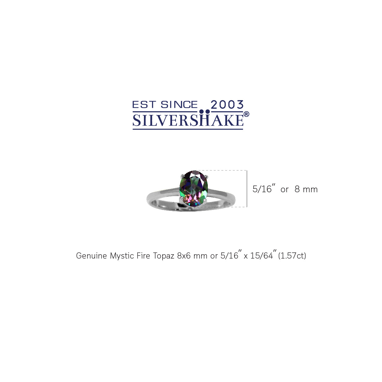 1.57ct. Mystic Fire Topaz 925 Sterling Silver Solitaire Ring