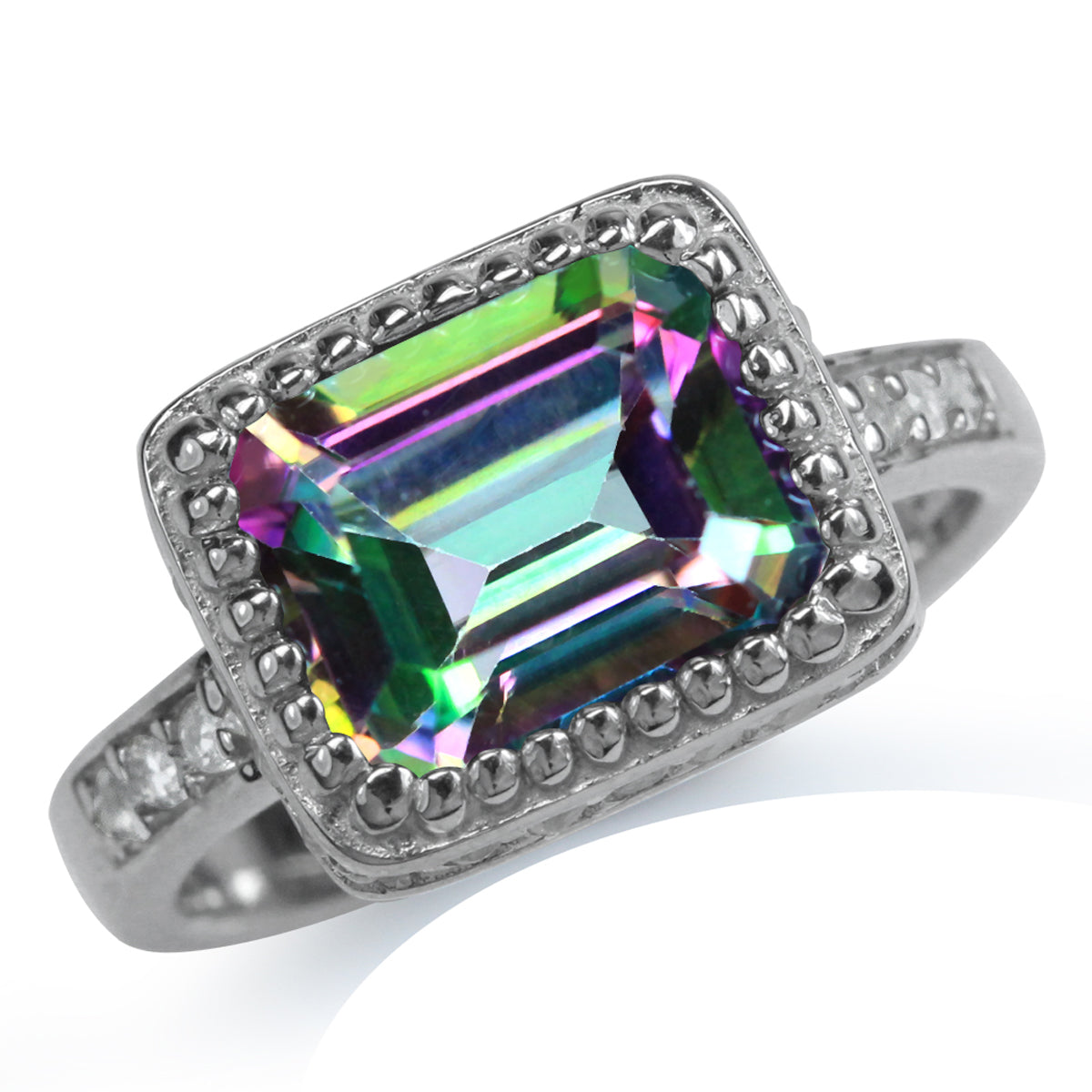 4.02ct. Mystic & White Topaz Gold Plated 925 Sterling Silver Cocktail Ring silvershake