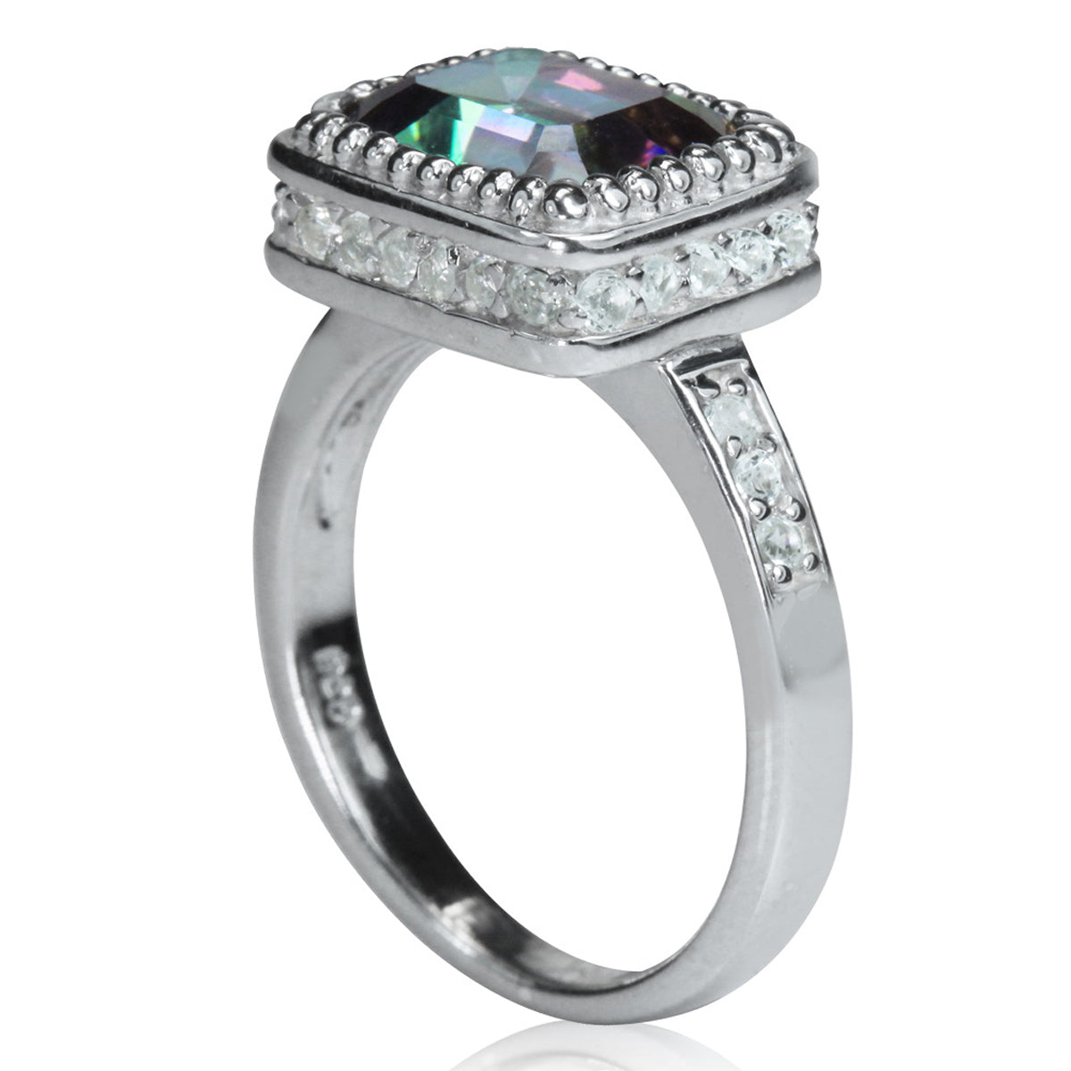 4.02ct. Mystic & White Topaz Gold Plated 925 Sterling Silver Cocktail Ring silvershake