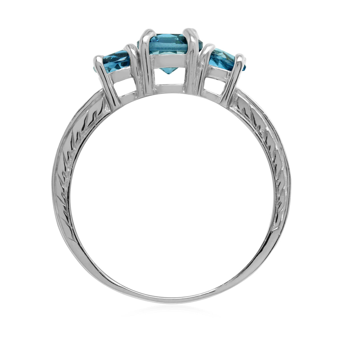 1.56ct. 3 Stone Genuine London Blue and White Topaz 925 Sterling Silver Ring - Silvershake-store