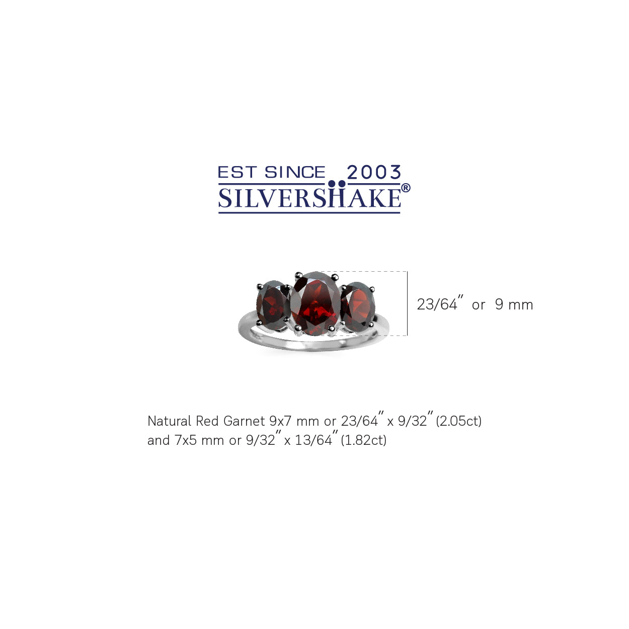3.87ct. 3 Stone Natural Garnet White Gold Plated 925 Sterling Silver Ring - Silvershake-store
