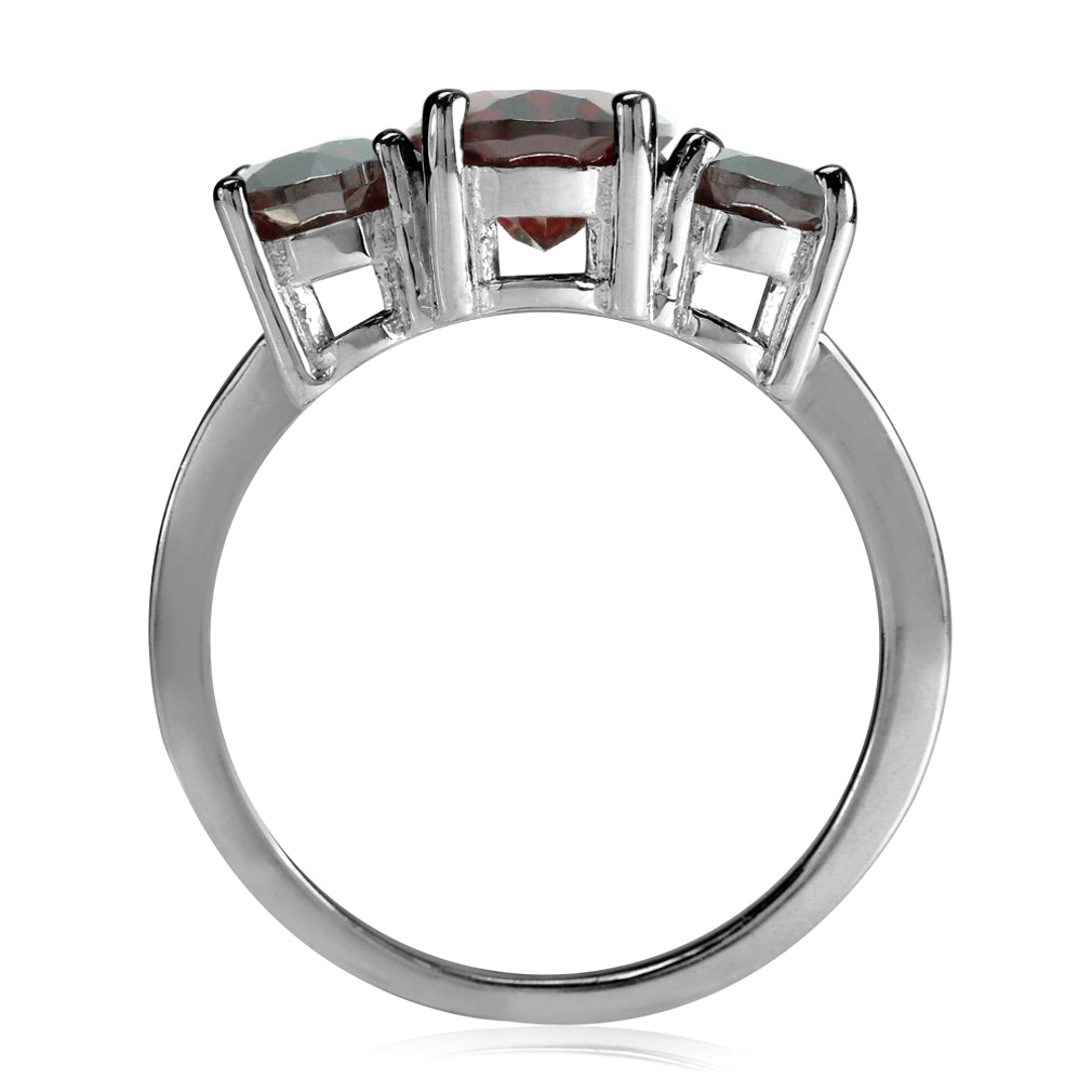 3.87ct. 3 Stone Natural Garnet White Gold Plated 925 Sterling Silver Ring - Silvershake-store