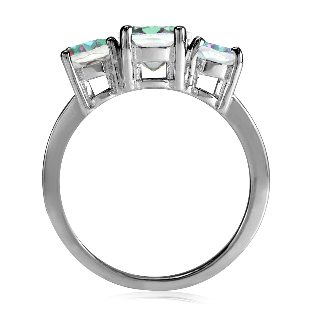 4.02ct. 3 Stone Oval Shape Mystic Fire Topaz 925 Sterling Silver Ring - Silvershake-store