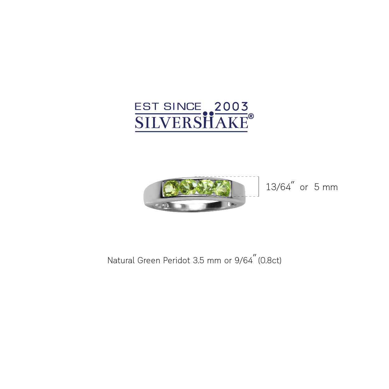 Natural Peridot White Gold Plated 925 Sterling Silver Journey Stack Stackable Ring Size 10 - Silvershake-store