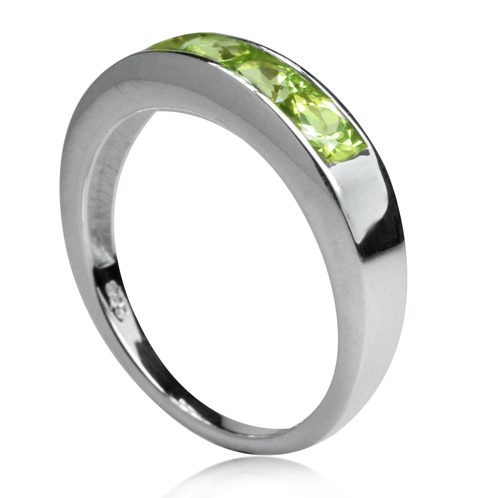 Natural Peridot White Gold Plated 925 Sterling Silver Journey Stack Stackable Ring Size 10 - Silvershake-store