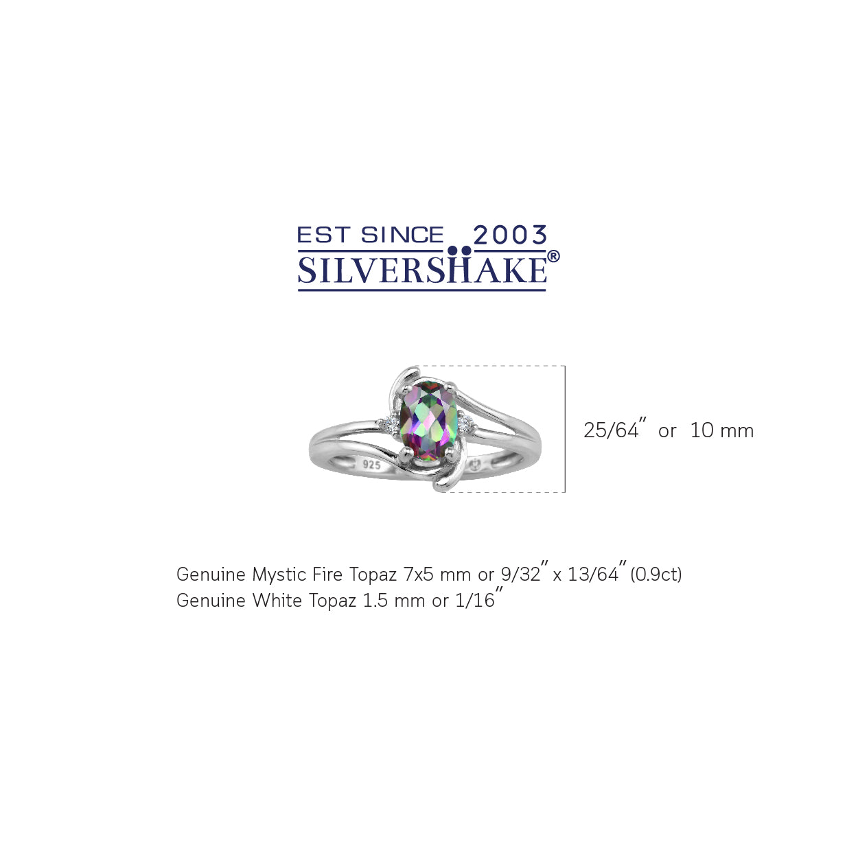 7X5mm Oval Shape Mystic Fire Topaz 925 Sterling Silver Engagement Ring - Silvershake-store
