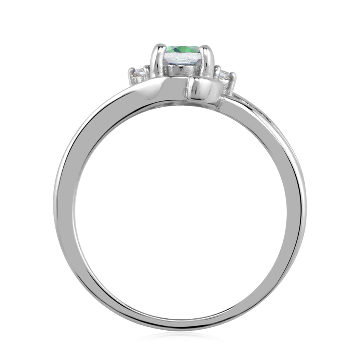 7X5mm Oval Shape Mystic Fire Topaz 925 Sterling Silver Engagement Ring - Silvershake-store