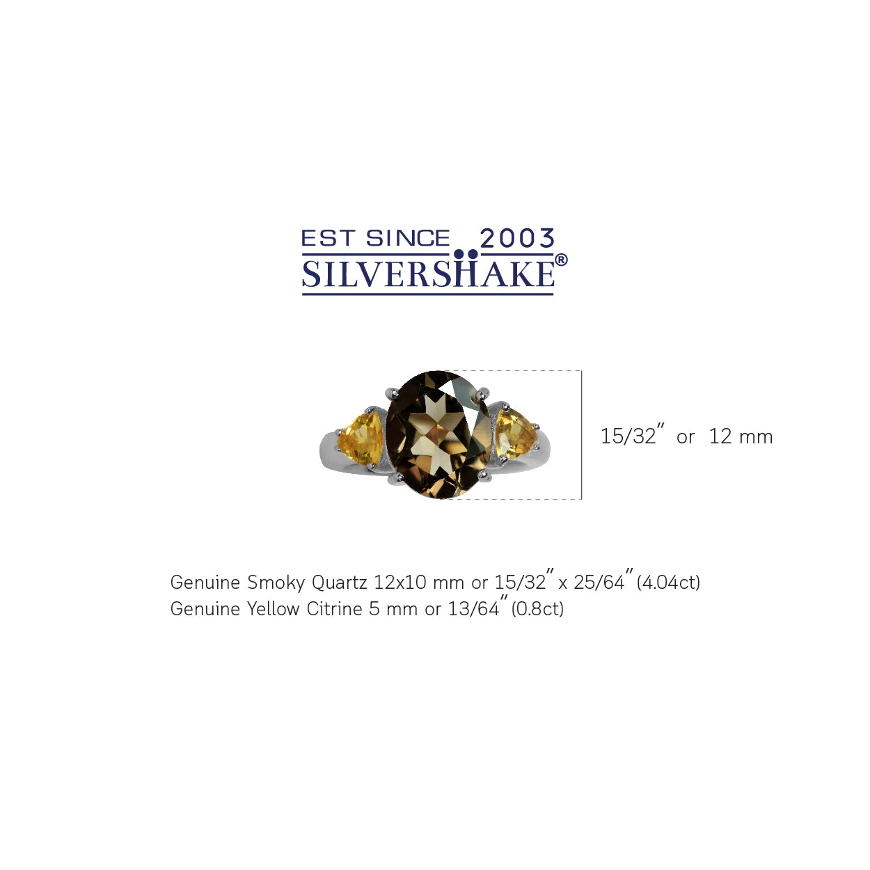 4.04ct. Natural Smoky Quartz and Citrine 925 Sterling Silver Cocktail Ring - Silvershake-store