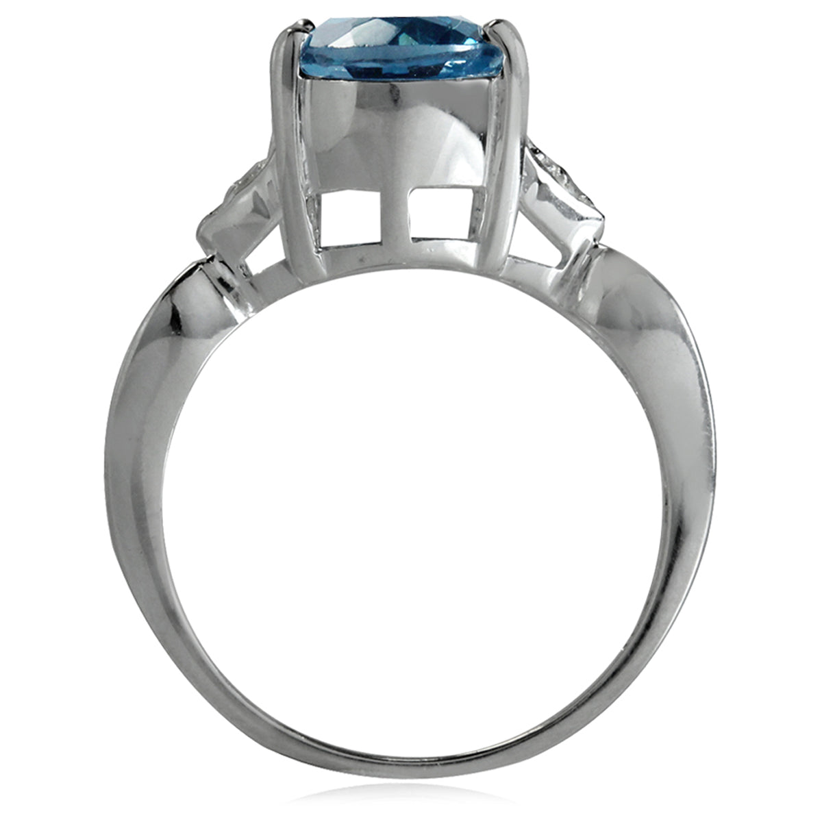 3.11ct. 10x8MM Oval Genuine London Blue & White Topaz 925 Silver Ring silvershake