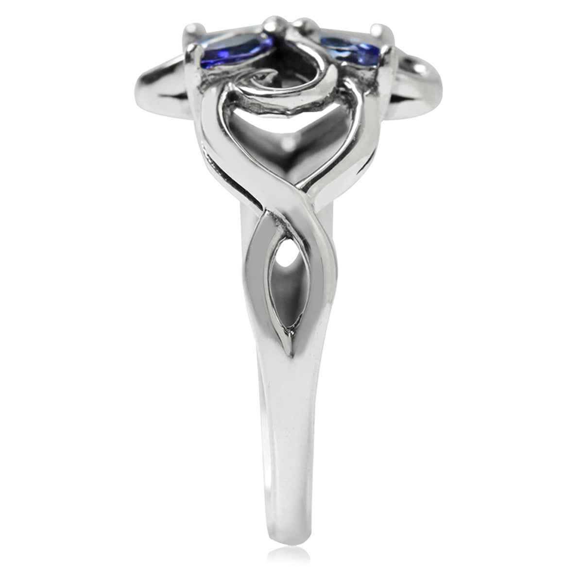 Genuine Tanzanite 925 Sterling Silver Victorian Style Flower Ring