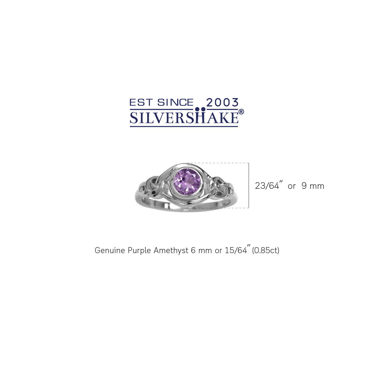 Natural Amethyst White Gold Plated 925 Sterling Silver Celtic Knot Ring - Silvershake-store