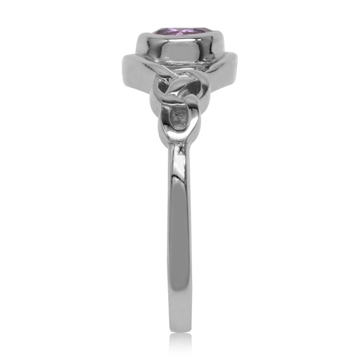 Natural Amethyst White Gold Plated 925 Sterling Silver Celtic Knot Ring - Silvershake-store