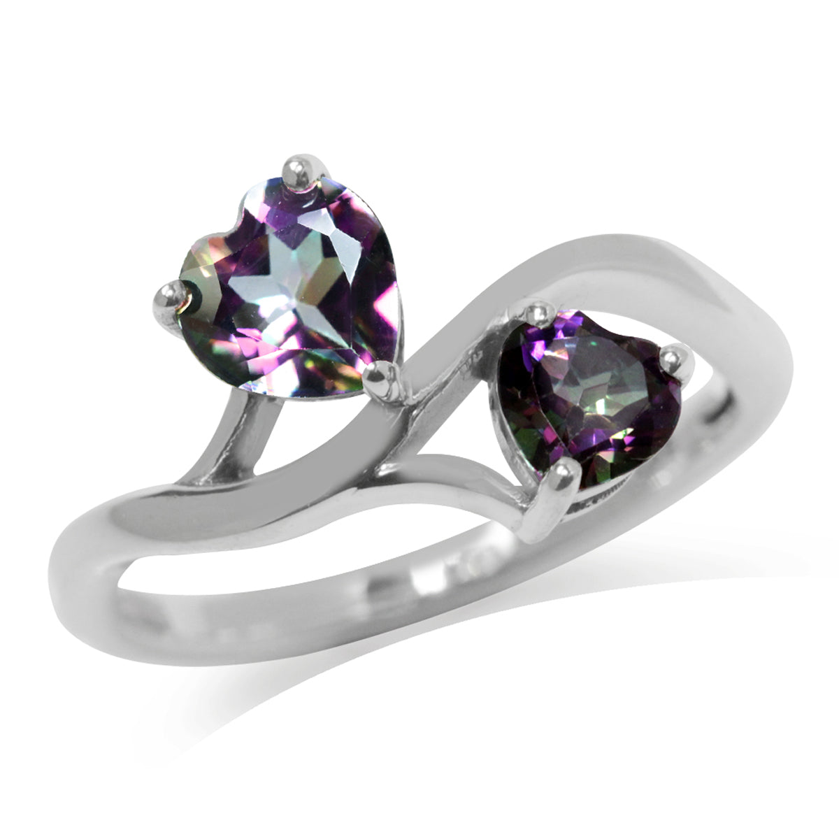 1.43ct. Heart Shape Mystic Fire Topaz White Gold Plated 925 Sterling Silver Ring silvershake