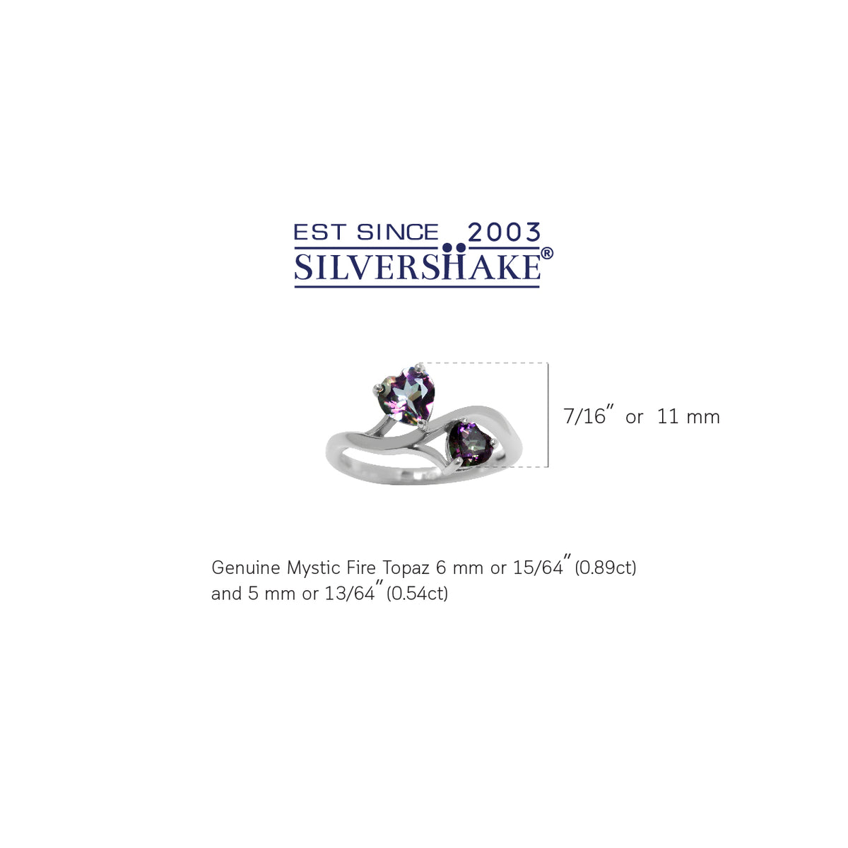 1.43ct. Heart Shape Mystic Fire Topaz White Gold Plated 925 Sterling Silver Ring silvershake