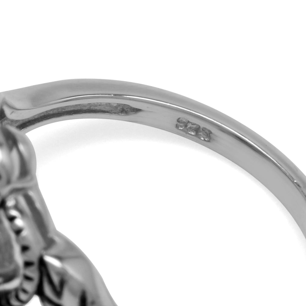 Citrine Smoky Quartz and White Topaz 925 Sterling Silver Vintage Style Leaf Ring - Silvershake-store