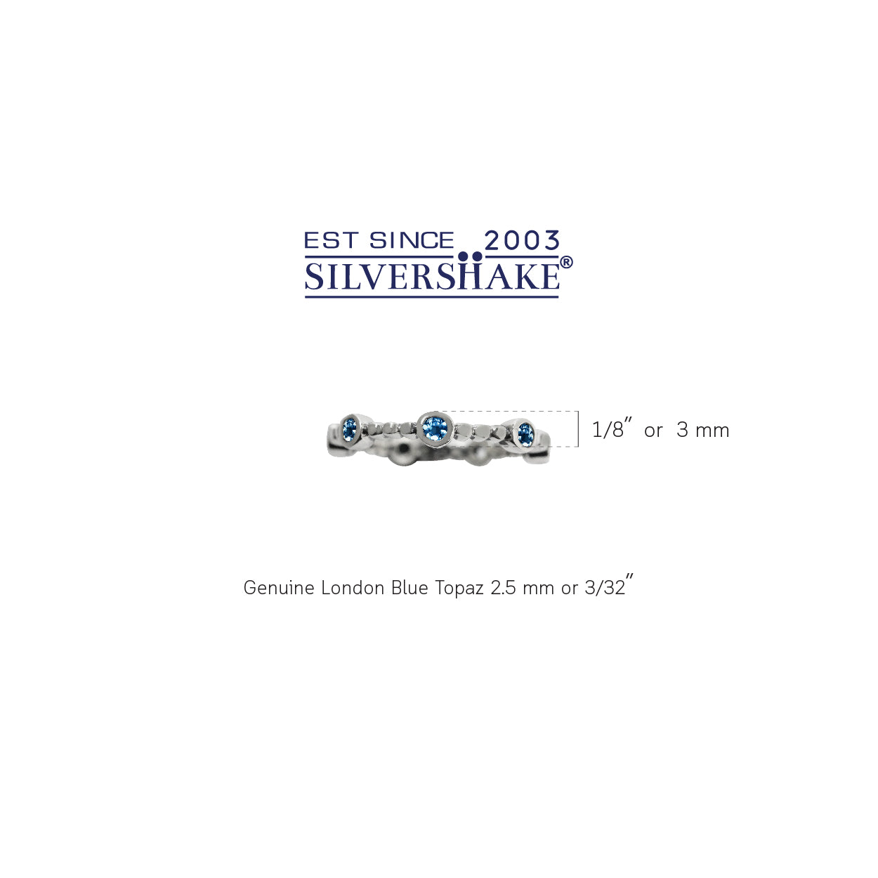 Genuine London Blue Topaz 925 Sterling Silver Stack Stackable Ring - Silvershake-store