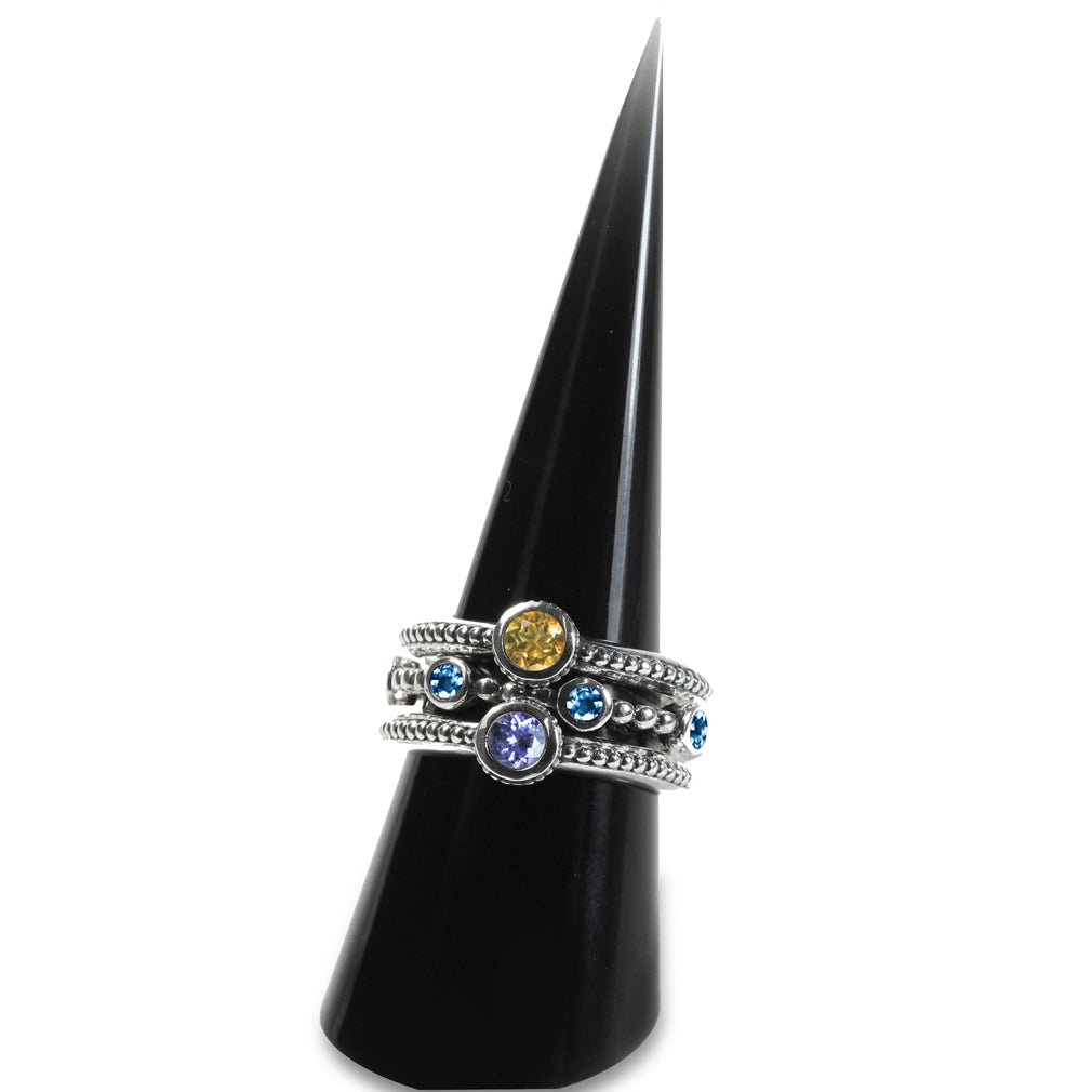 Genuine London Blue Topaz 925 Sterling Silver Stack Stackable Ring - Silvershake-store
